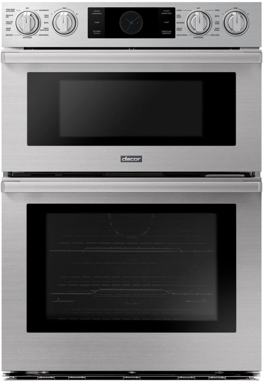 Dacor - Transitional 30" Built-In Electric Four-Part Pure Convection Combination Wall Oven with Microwave and Steam Assist - Silver Stainless Steel