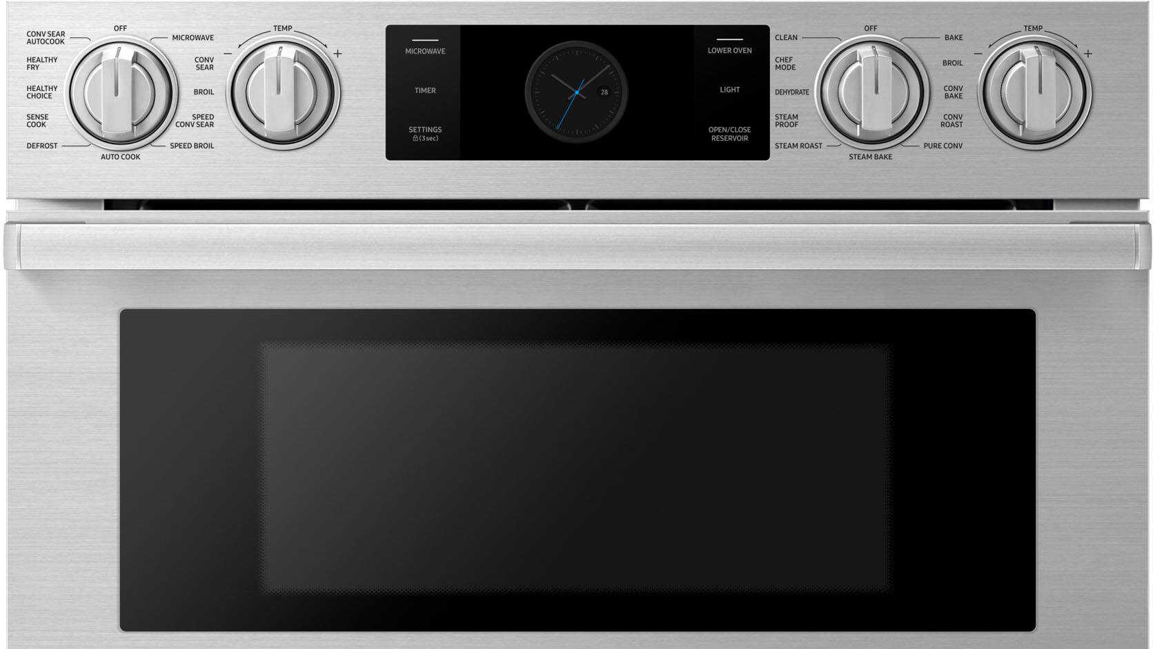 Alt View 11. Dacor - Transitional 30" Built-In Electric Four-Part Pure Convection Combination Wall Oven with Microwave and Steam Assist - Silver Stainless Steel.