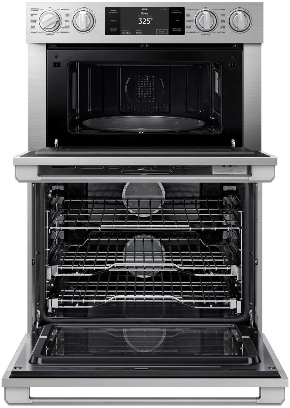 Alt View 1. Dacor - Transitional 30" Built-In Electric Four-Part Pure Convection Combination Wall Oven with Microwave and Steam Assist - Silver Stainless Steel.