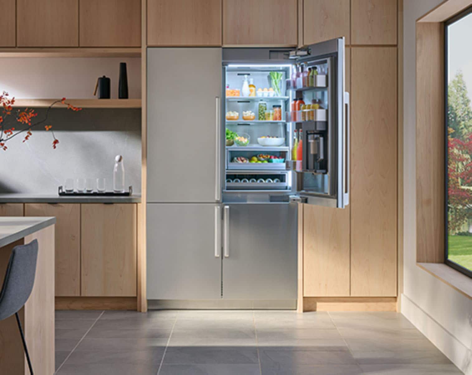 Alt View 20. Dacor - 27.7 Cu. Ft. 4-Door Flex French Door Built-In Smart 48" Refrigerator with Beverage Center and Whiskey Ball Ice - Custom Panel Ready.