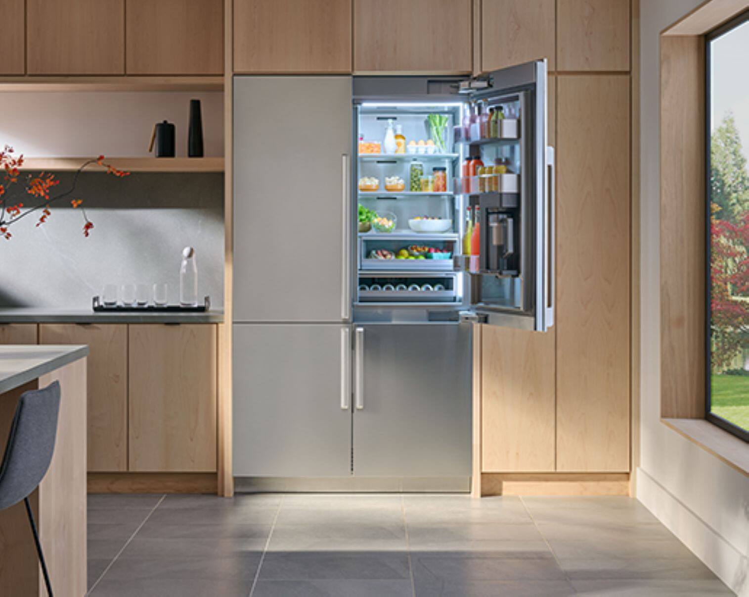 Alt View 20. Dacor - 27.7 Cu. Ft. 4-Door Flex French Door Built-In Smart 48" Refrigerator with Beverage Center and Whiskey Ball Ice - Custom Panel Ready.