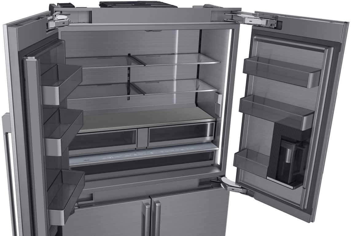 Alt View 3. Dacor - 27.7 Cu. Ft. 4-Door Flex French Door Built-In Smart 48" Refrigerator with Beverage Center and Whiskey Ball Ice - Custom Panel Ready.