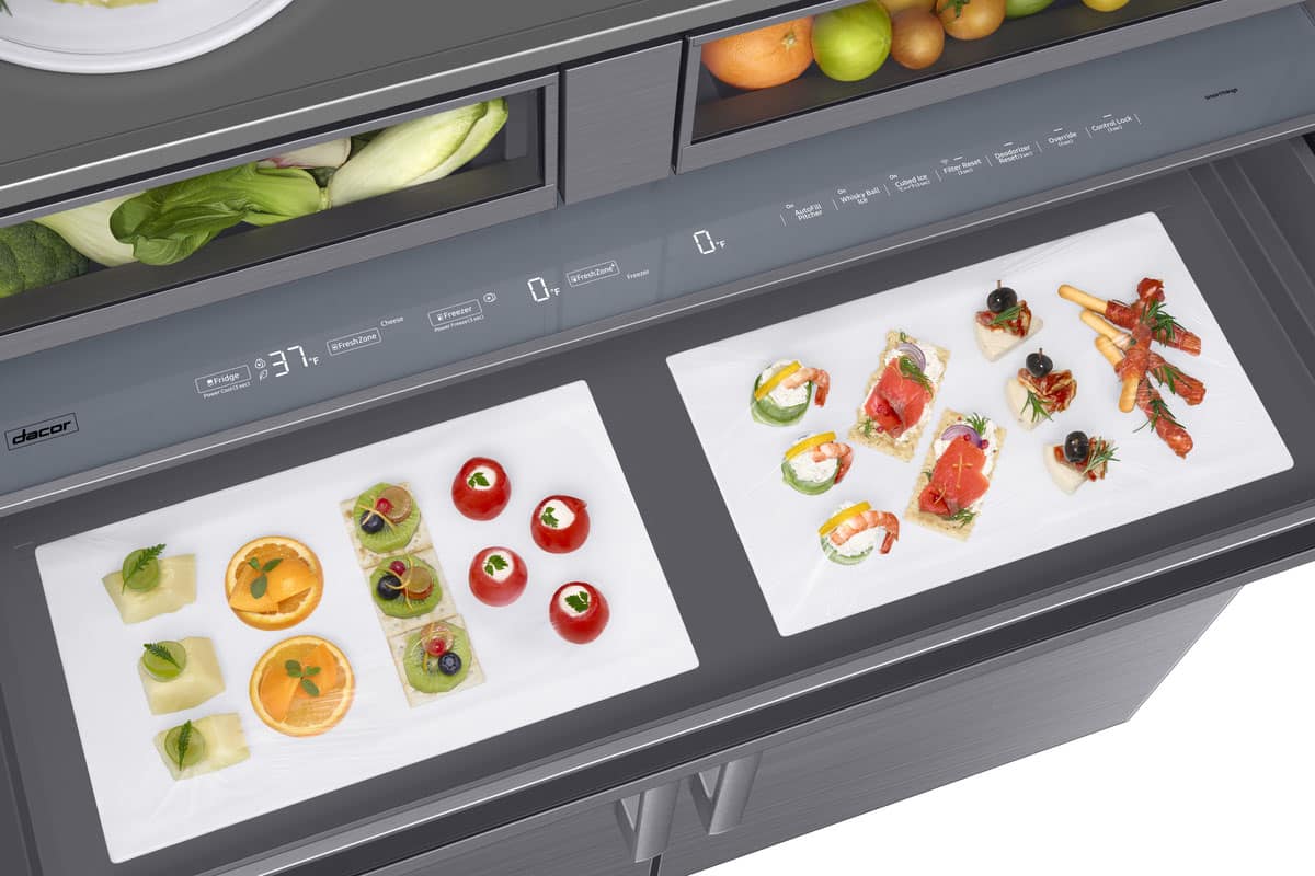 Alt View 5. Dacor - 27.7 Cu. Ft. 4-Door Flex French Door Built-In Smart 48" Refrigerator with Beverage Center and Whiskey Ball Ice - Custom Panel Ready.