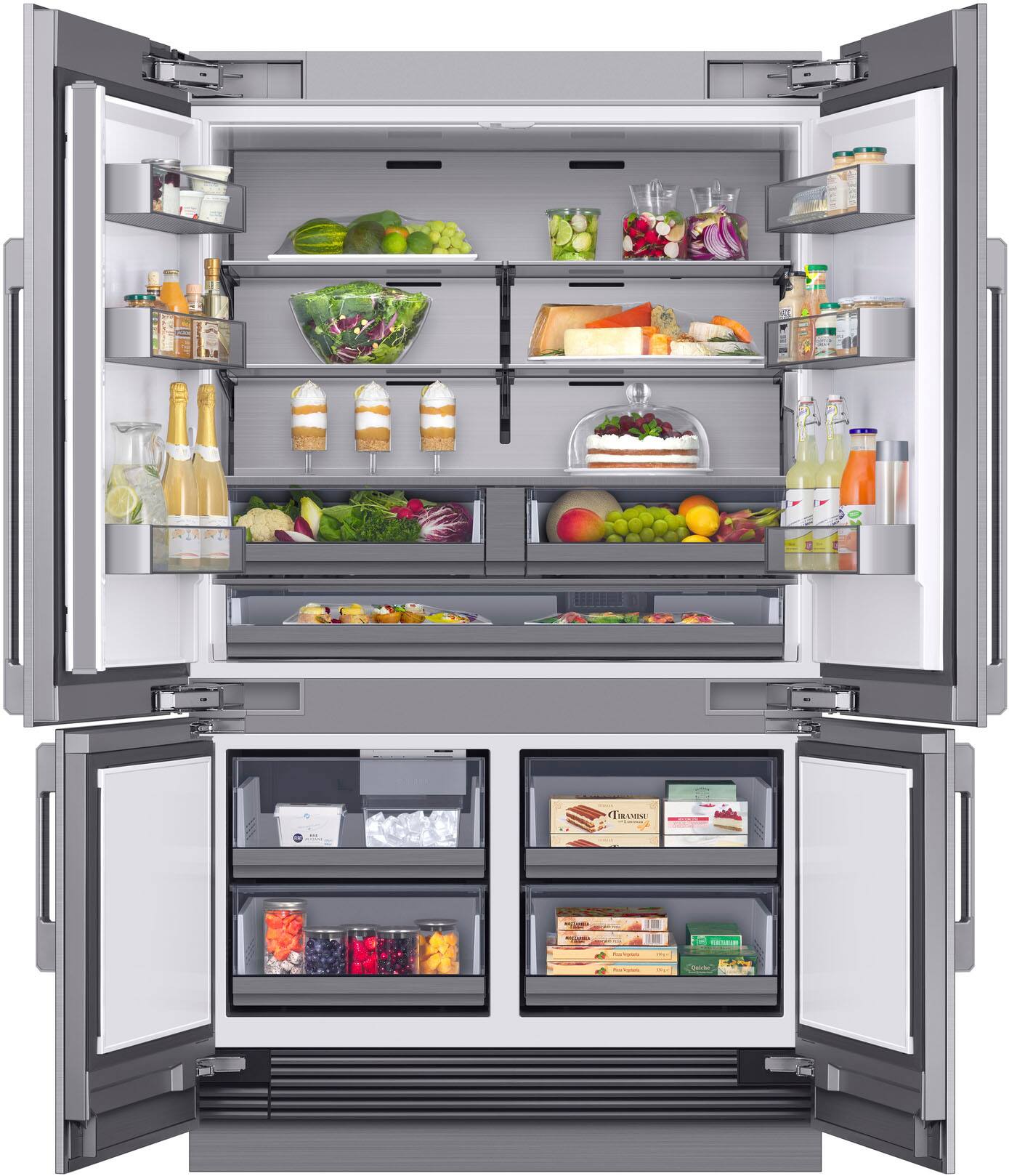 Alt View 1. Dacor - 27.7 Cu. Ft. 4-Door Flex French Door Built-In Smart 48" Refrigerator with Precise Cooling - Custom Panel Ready.