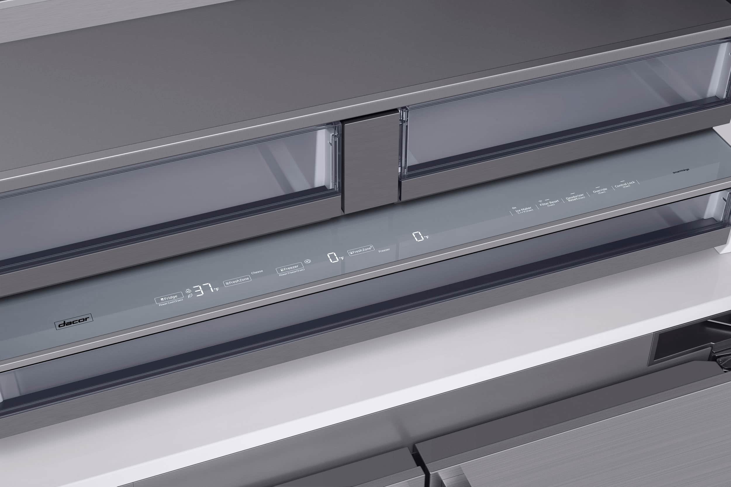 Alt View 3. Dacor - 27.7 Cu. Ft. 4-Door Flex French Door Built-In Smart 48" Refrigerator with Precise Cooling - Custom Panel Ready.