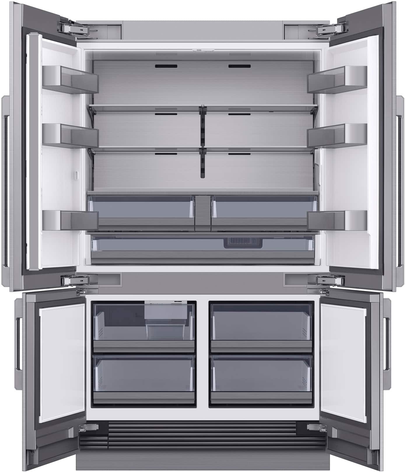 Left. Dacor - 27.7 Cu. Ft. 4-Door Flex French Door Built-In Smart 48" Refrigerator with Precise Cooling - Custom Panel Ready.