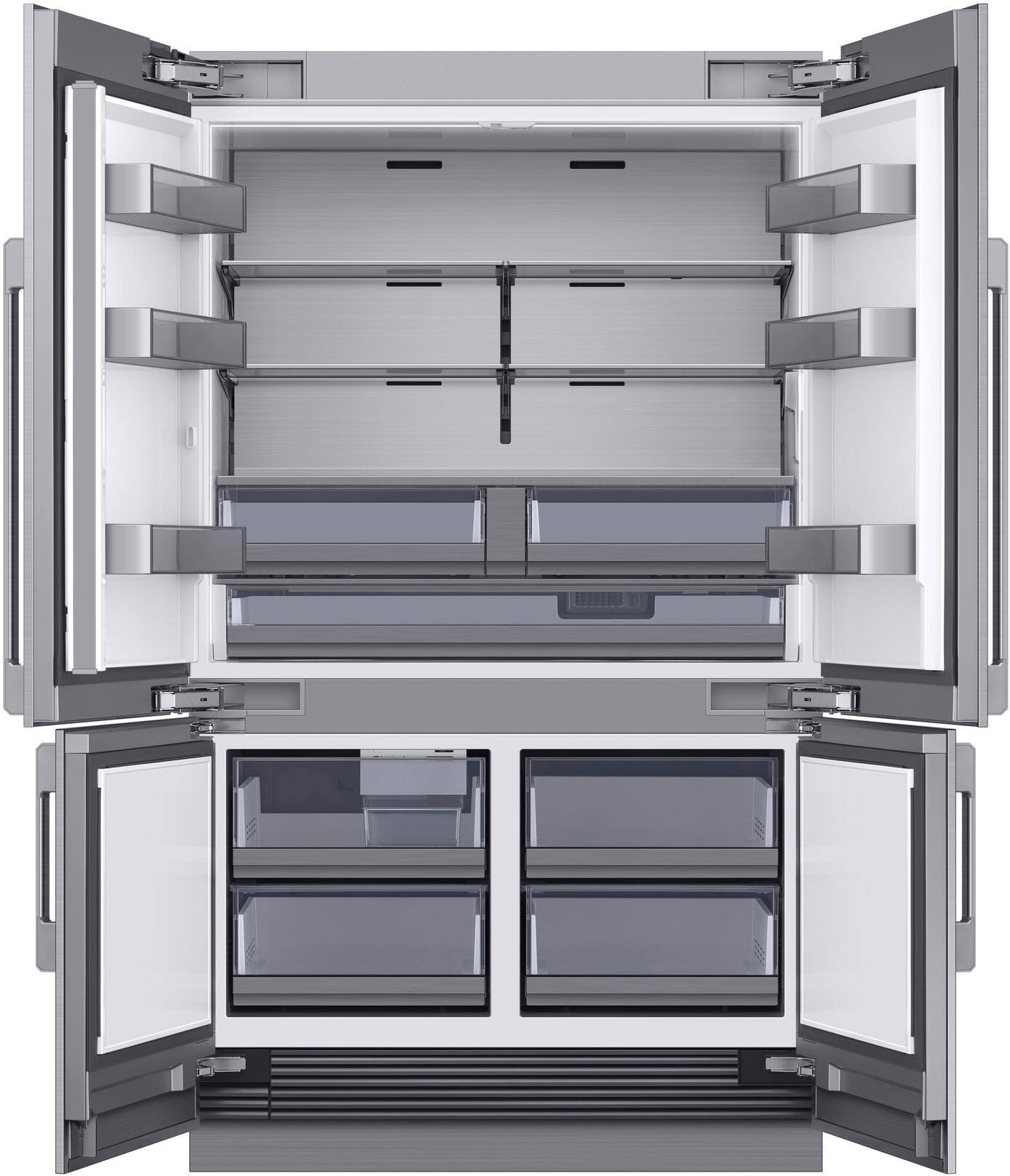 Left. Dacor - 27.7 Cu. Ft. 4-Door Flex French Door Built-In Smart 48" Refrigerator with Precise Cooling - Custom Panel Ready.
