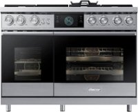 Dacor - Contemporary 6.6 Cu. Ft. Slide-In Double Oven Dual Fuel Four-Part Pure Convection Range with GreenClean and Griddle - Silver Stainless Steel - Front_Zoom
