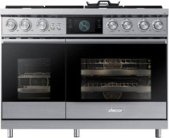 Dacor - Contemporary 6.6 Cu. Ft. Slide-In Double Oven Dual Fuel Four-Part Pure Convection Range with GreenClean and Griddle - Silver Stainless Steel - Front_Zoom