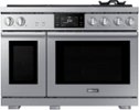 Dacor - Transitional 7.7 Cu. Ft. Slide-In Gas Four-Part Pure Convection Range with Self-Cleaning and SimmerSear™ Burners - Silver Stainless Steel