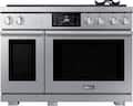 Dacor - 48 in. Wide 6 Burner Transitional 7.7 Cu. Ft. Slide-In Gas Four-Part Pure Convection Range with Self-Cleaning - Silver Stainless Steel