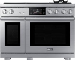 Dacor - Transitional 7.7 Cu. Ft. Slide-In Gas Four-Part Pure Convection Range with Self-Cleaning and SimmerSear™ Burners - Silver Stainless Steel - Front_Zoom