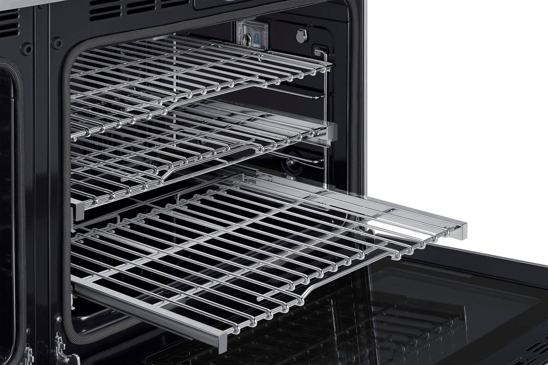 Alt View 12. Dacor - Transitional 7.7 Cu. Ft. Slide-In Gas Four-Part Pure Convection Range with Self-Cleaning and SimmerSear Burners - Silver Stainless Steel.