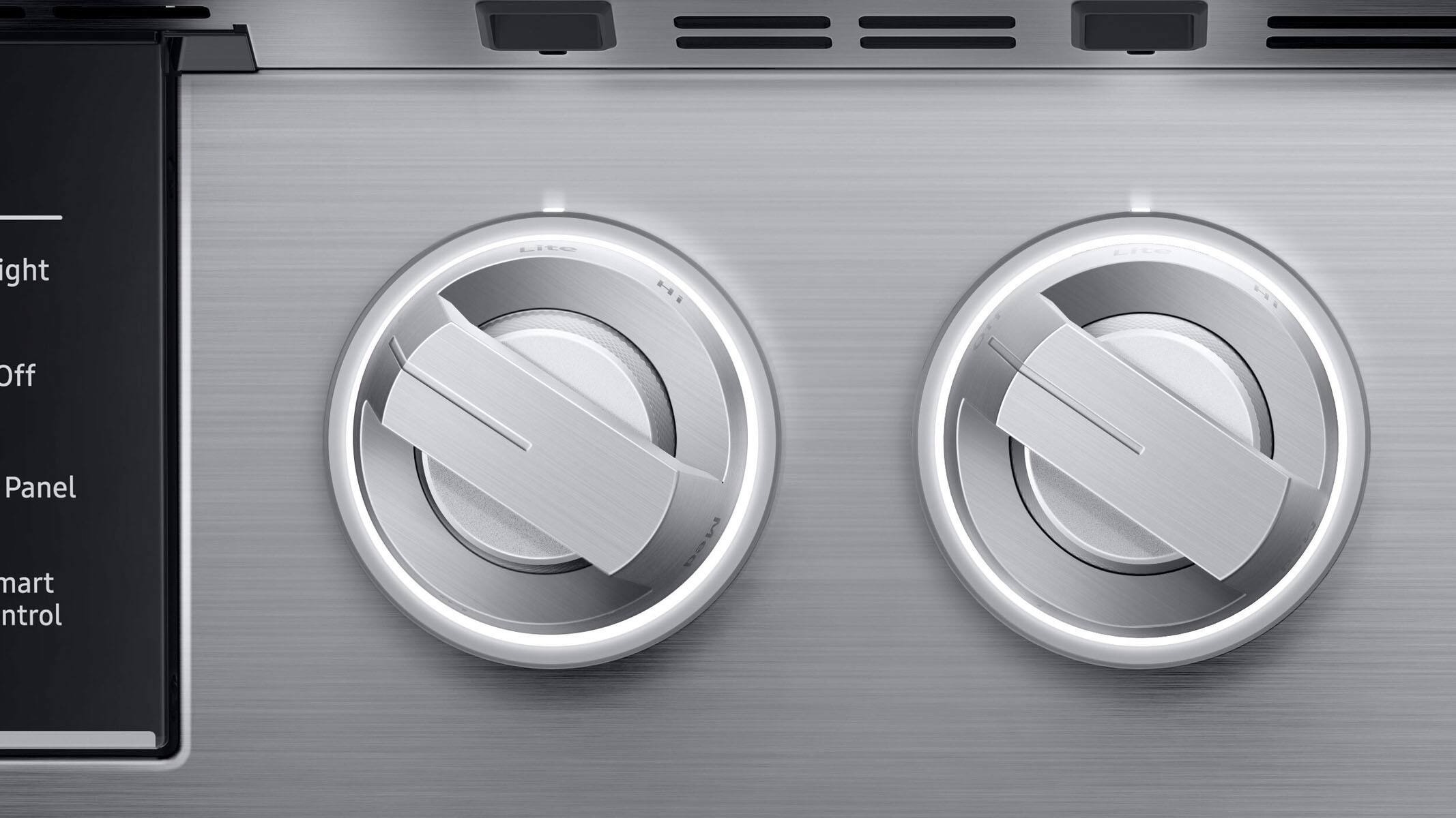 Alt View 15. Dacor - Transitional 7.7 Cu. Ft. Slide-In Gas Four-Part Pure Convection Range with Self-Cleaning and SimmerSear Burners - Silver Stainless Steel.