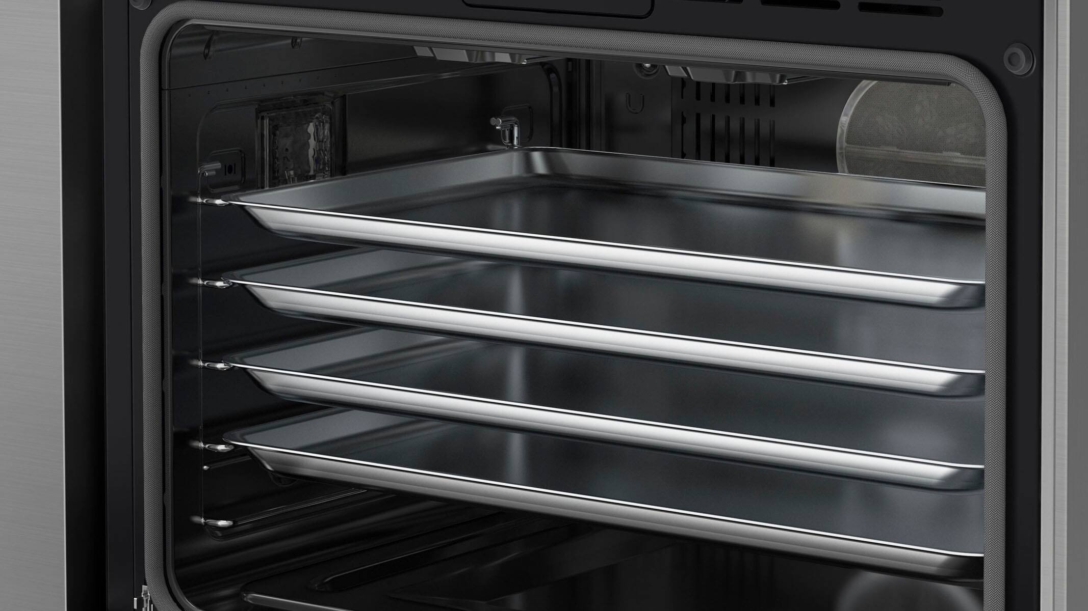 Alt View 16. Dacor - Transitional 7.7 Cu. Ft. Slide-In Gas Four-Part Pure Convection Range with Self-Cleaning and SimmerSear Burners - Silver Stainless Steel.