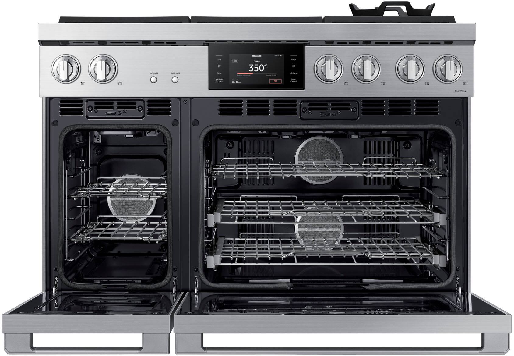 Alt View 1. Dacor - Transitional 7.7 Cu. Ft. Slide-In Gas Four-Part Pure Convection Range with Self-Cleaning and SimmerSear Burners - Silver Stainless Steel.
