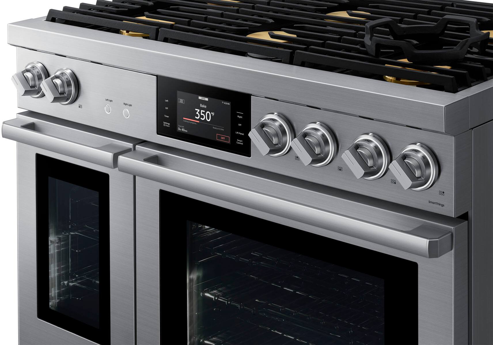 Alt View 2. Dacor - Transitional 7.7 Cu. Ft. Slide-In Gas Four-Part Pure Convection Range with Self-Cleaning and SimmerSear Burners - Silver Stainless Steel.