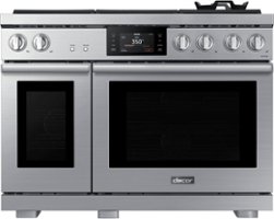 Dacor - Contemporary 8.8 Cu. Ft. Slide-In Dual Fuel Four-Part Pure Convection Range with GreenClean and Chef Mode - Silver Stainless Steel - Front_Zoom