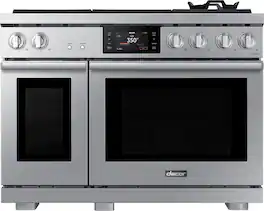 Dacor - Transitional 8.8 Cu. Ft. Slide-In Dual Fuel Four-Part Pure Convection Range with GreenClean and Chef Mode - Silver Stainless Steel