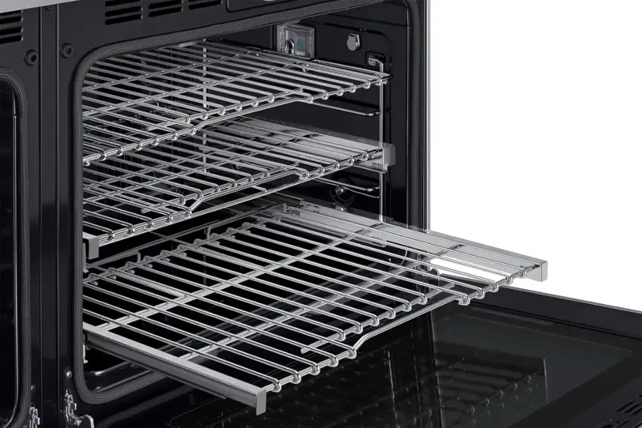Alt View 15. Dacor - Contemporary 8.8 Cu. Ft. Slide-In Dual Fuel Four-Part Pure Convection Range with GreenClean and Chef Mode - Silver Stainless Steel.