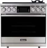 Dacor - 36 in. Wide 6 Burner Contemporary 4.8 Cu. Ft. Slide-In Dual Fuel Four-Part Pure Convection Range with GreenClean - Silver Stainless Steel