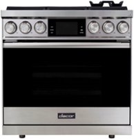 Dacor - Contemporary 4.8 Cu. Ft. Slide-In Dual Fuel Four-Part Pure Convection Range with GreenClean and Steam Assist - Silver Stainless Steel - Front_Zoom