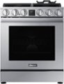 Dacor - Transitional 6.0 Cu. Ft. Slide-In Gas Four-Part Pure Convection Range with Self-Cleaning and SimmerSear Burners - Silver Stainless Steel