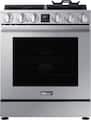 Dacor - 30 in. Wide 4 burner Transitional 6.0 Cu. Ft. Slide-In Gas Four-Part Pure Convection Range with Self-Cleaning - Silver Stainless Steel