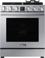 Dacor - Transitional 6.0 Cu. Ft. Slide-In Gas Four-Part Pure Convection Range with Self-Cleaning and SimmerSear Burners - Silver Stainless Steel - Front_Zoom