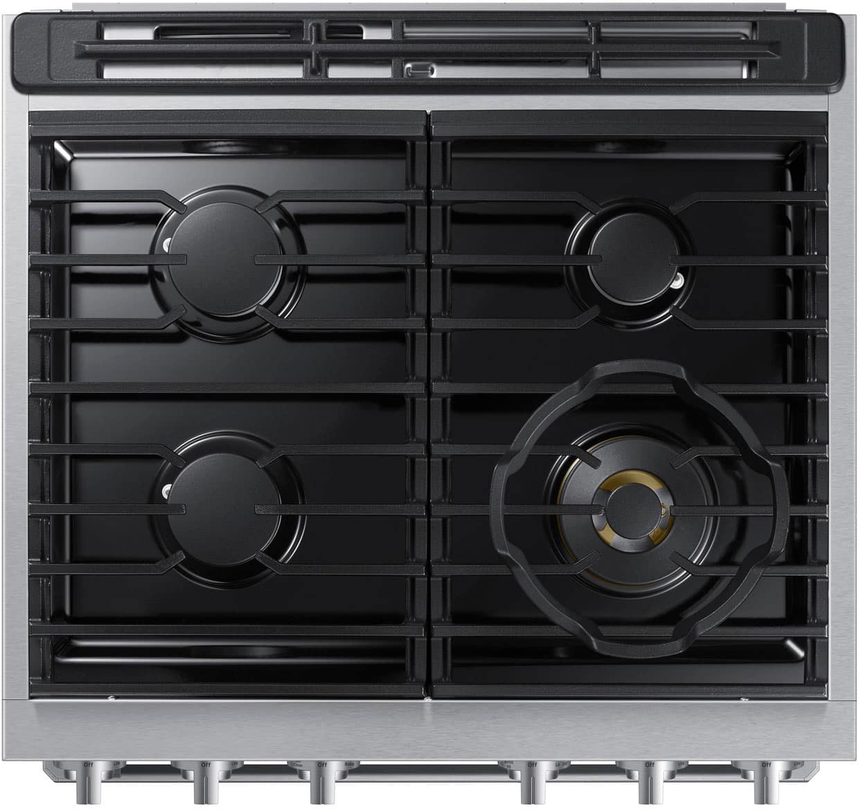 Alt View 11. Dacor - Transitional 6.0 Cu. Ft. Slide-In Gas Four-Part Pure Convection Range with Self-Cleaning and SimmerSear Burners - Silver Stainless Steel.