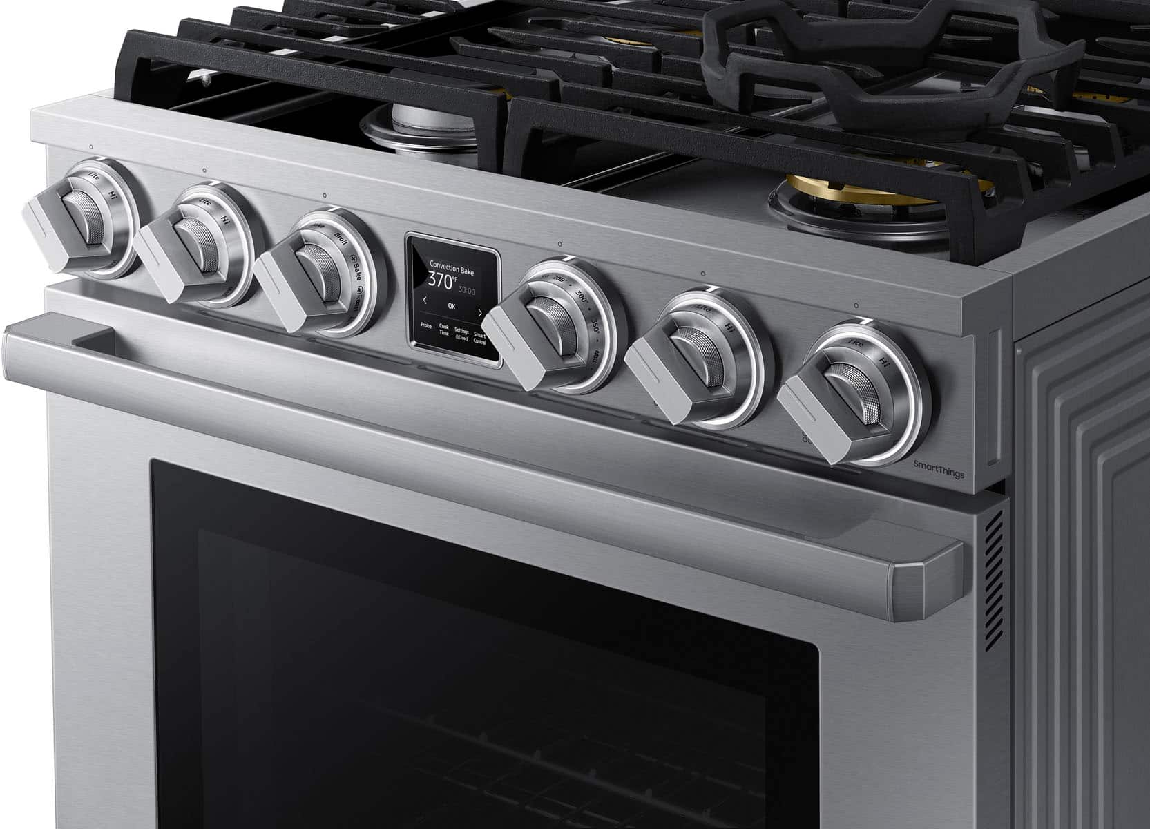 Alt View 12. Dacor - Transitional 6.0 Cu. Ft. Slide-In Gas Four-Part Pure Convection Range with Self-Cleaning and SimmerSear Burners - Silver Stainless Steel.