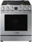 Alt View 1. Dacor - Transitional 6.0 Cu. Ft. Slide-In Gas Four-Part Pure Convection Range with Self-Cleaning and SimmerSear Burners - Silver Stainless Steel.