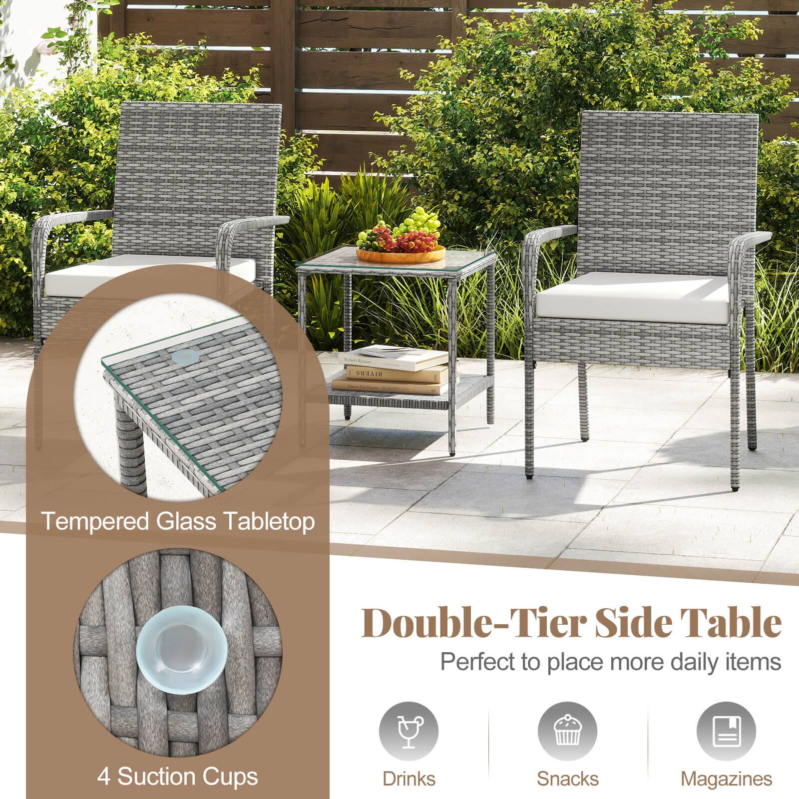 AISEAIN Tempered Glass Tabletop Double-Tier Side Table  
Perfect to place more daily items  
4 Suction Cups  
Drinks  
Snacks  
Magazines