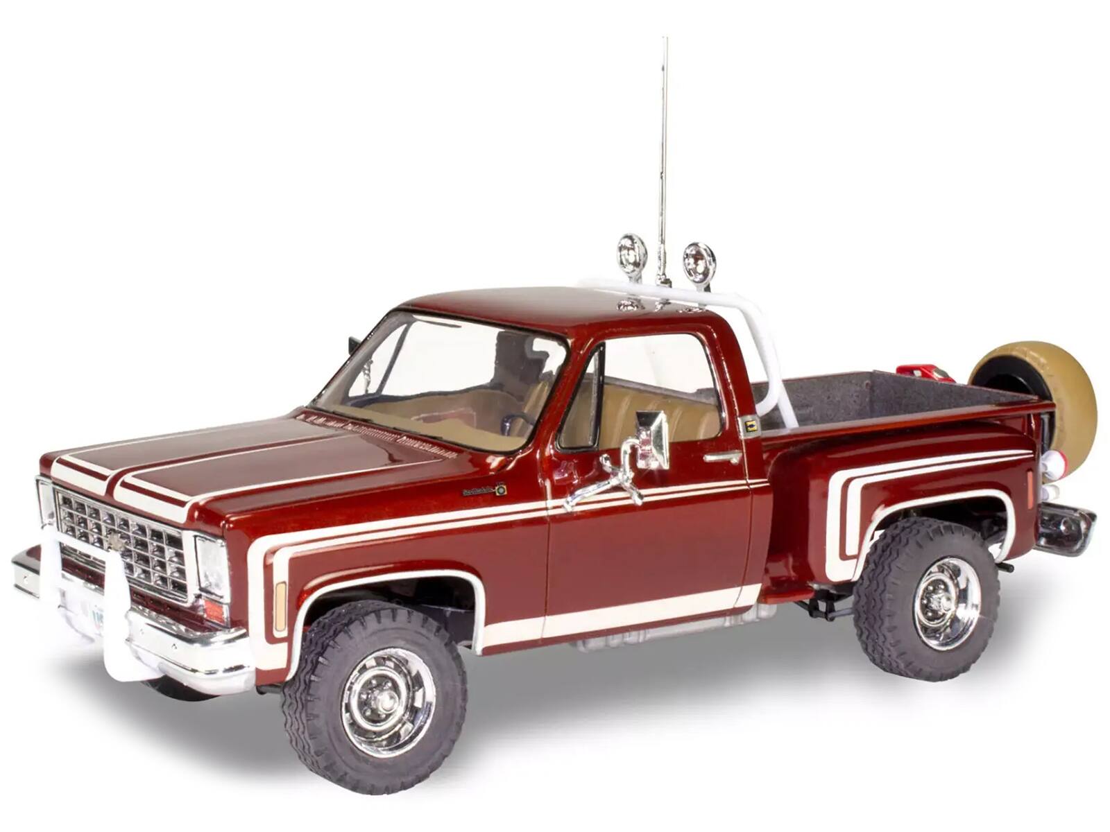 Alt View 1. Revell - Level 4 Model Kit 1976 Chevrolet Sports Stepside 4x4 Pickup Truck 1/24 Scale Model by Revell - Pink.