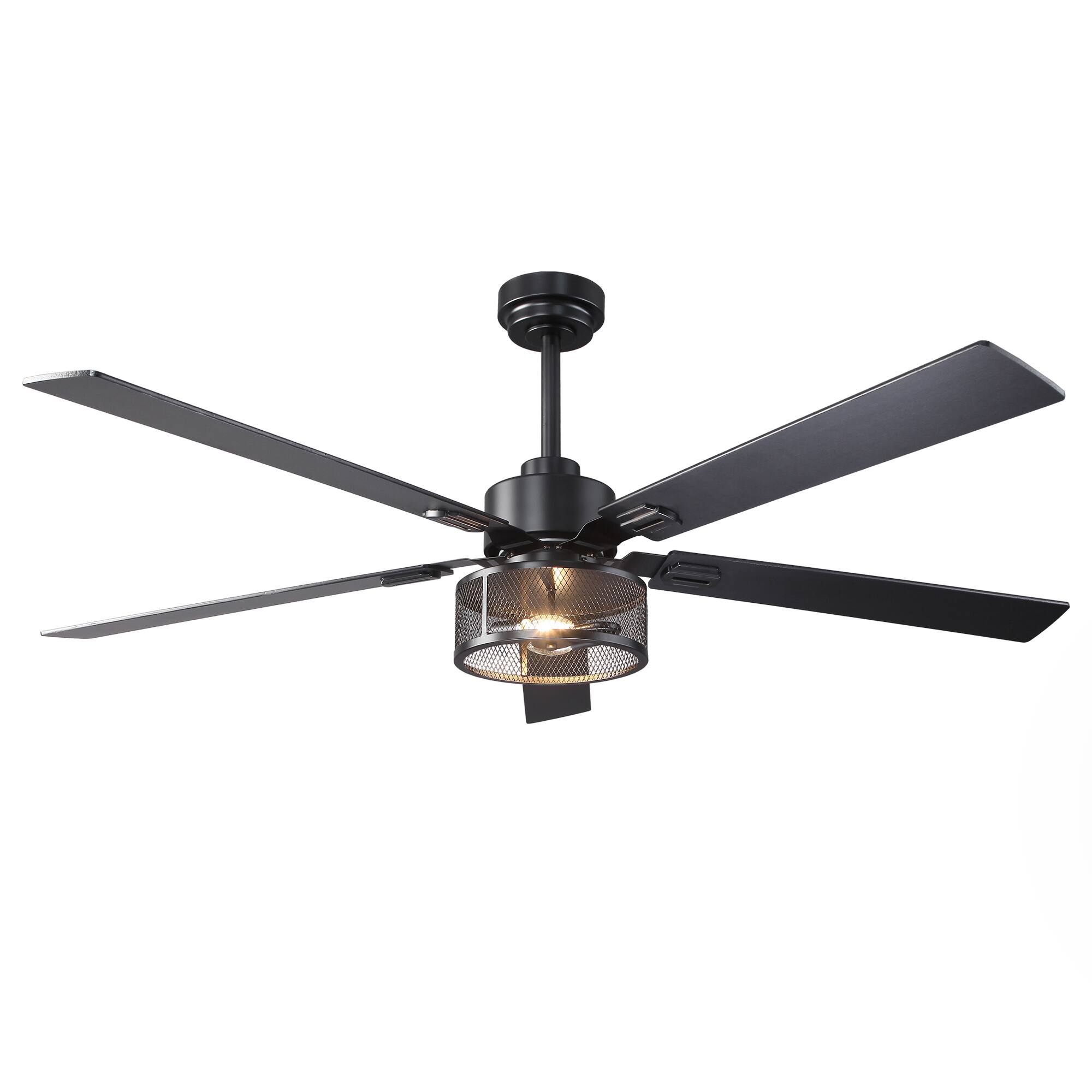 Alt View 1. Parrot Uncle - 60" Black Reversible Wood 5-Blade Smart Ceiling Fan with Light and APP Control - Matte Black.
