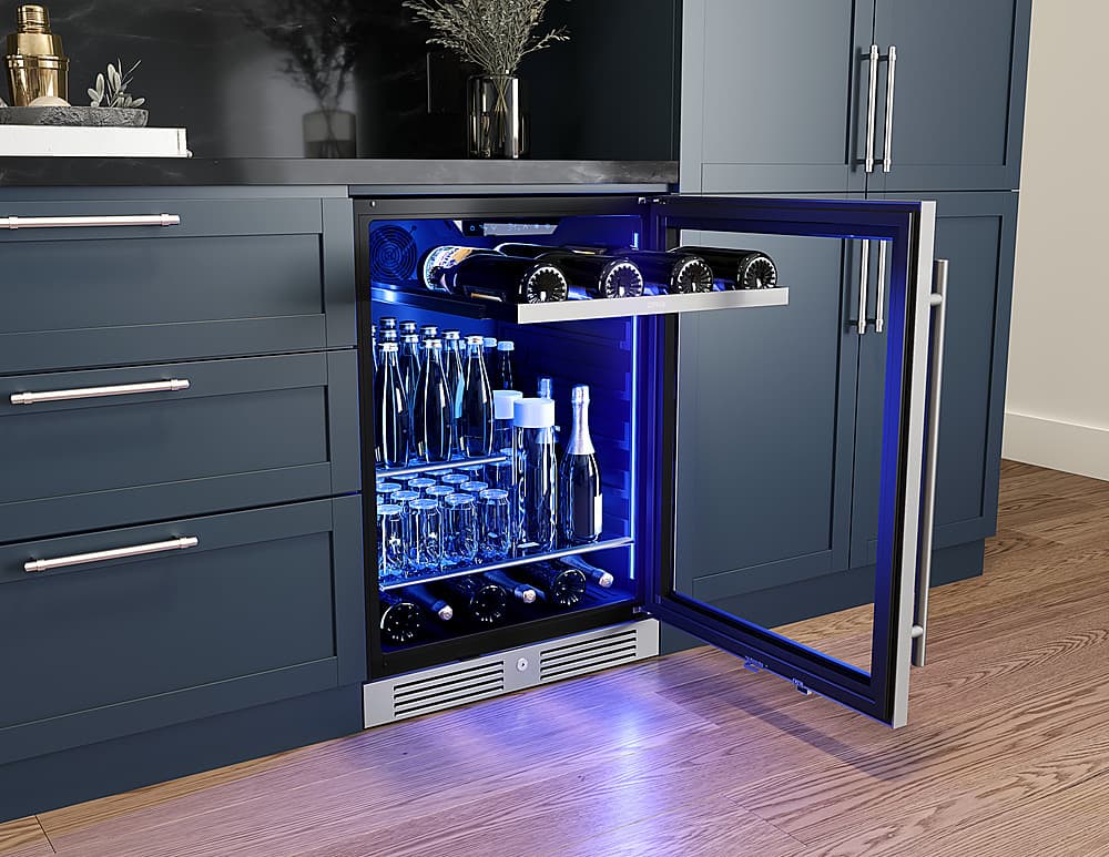 Alt View 14. Zephyr - Presrv 24 in. 7-Bottle and 108-Can Single Zone Beverage Cooler - Stainless Steel + Glass.