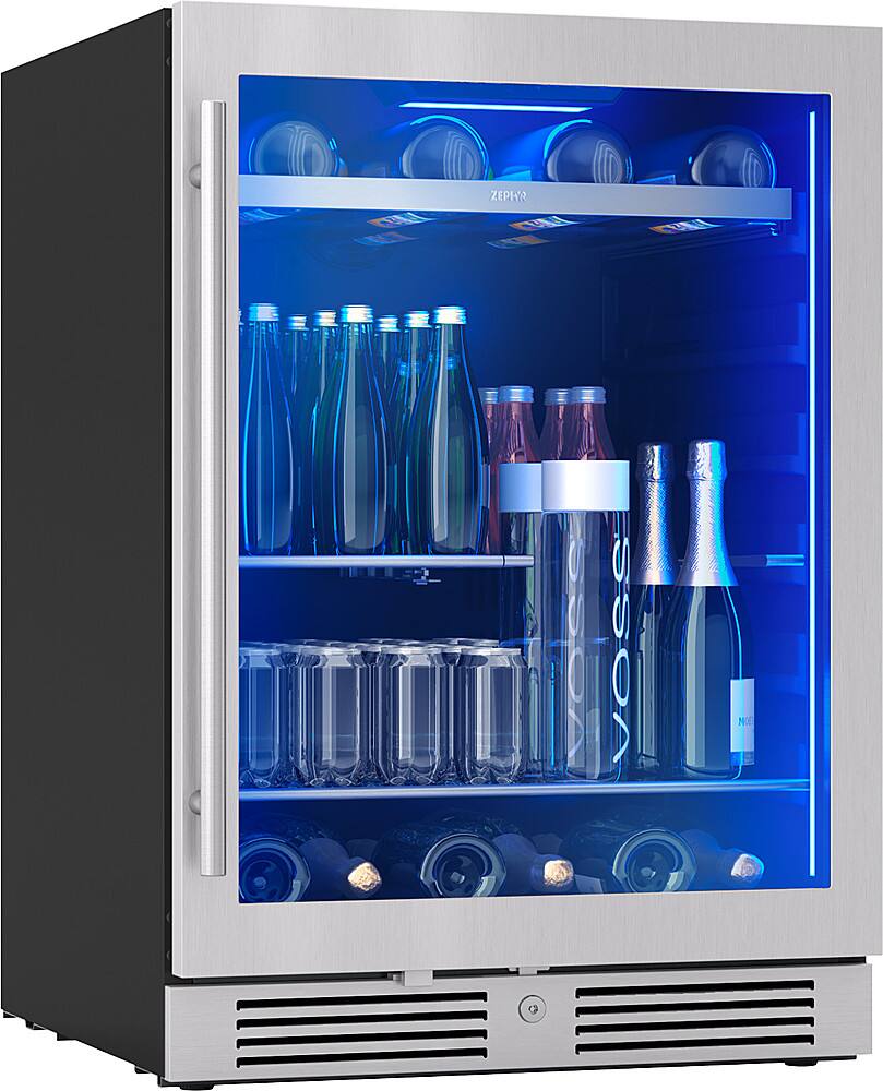 Alt View 20. Zephyr - Presrv 24 in. 7-Bottle and 108-Can Single Zone Beverage Cooler - Stainless Steel + Glass.