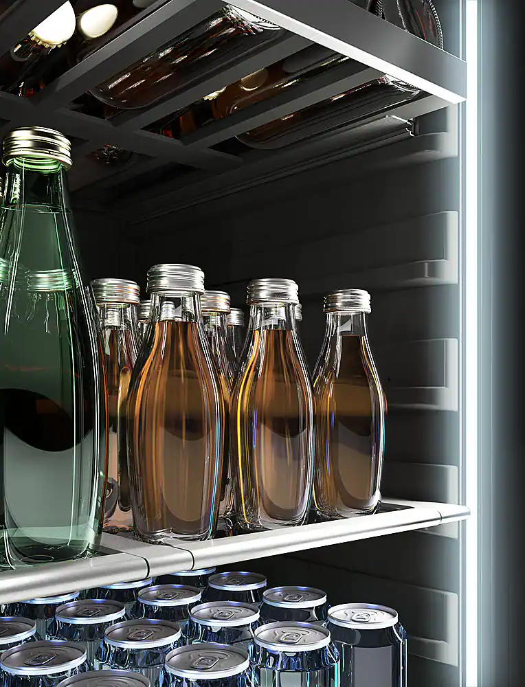 Alt View 21. Zephyr - Presrv 24 in. 7-Bottle and 108-Can Single Zone Beverage Cooler - Stainless Steel + Glass.