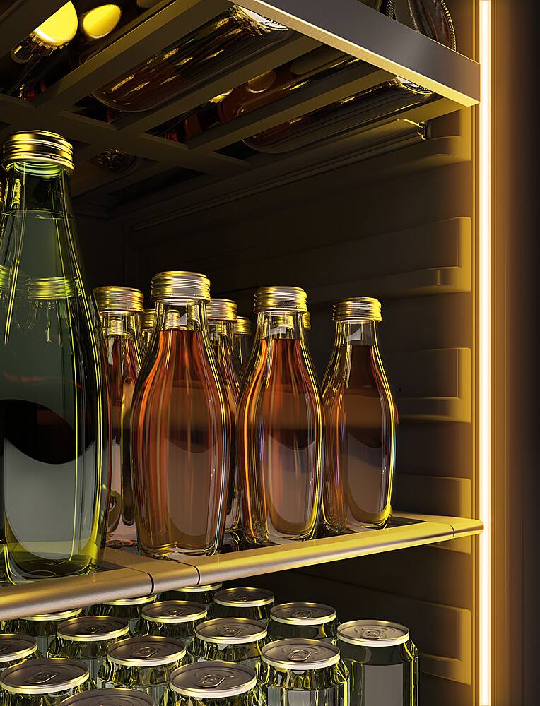 Alt View 23. Zephyr - Presrv 24 in. 7-Bottle and 108-Can Single Zone Beverage Cooler - Stainless Steel + Glass.