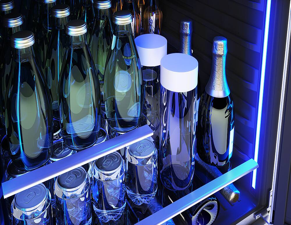 Alt View 25. Zephyr - Presrv 24 in. 7-Bottle and 108-Can Single Zone Beverage Cooler - Stainless Steel + Glass.