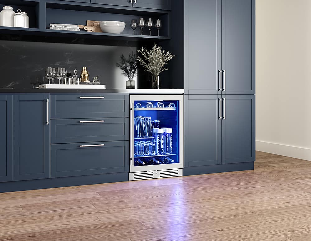 Alt View 26. Zephyr - Presrv 24 in. 7-Bottle and 108-Can Single Zone Beverage Cooler - Stainless Steel + Glass.