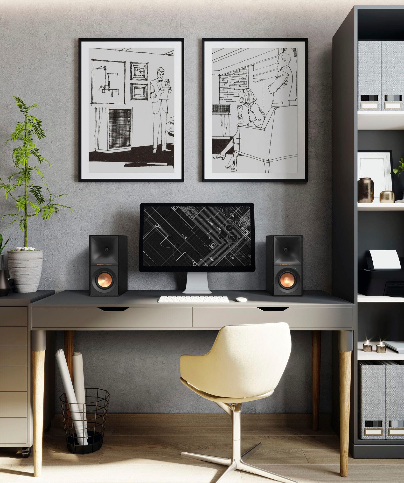 Alt View 14. Klipsch - Reference 4" 35W 2-Way Powered Speakers (Pair) - Black.