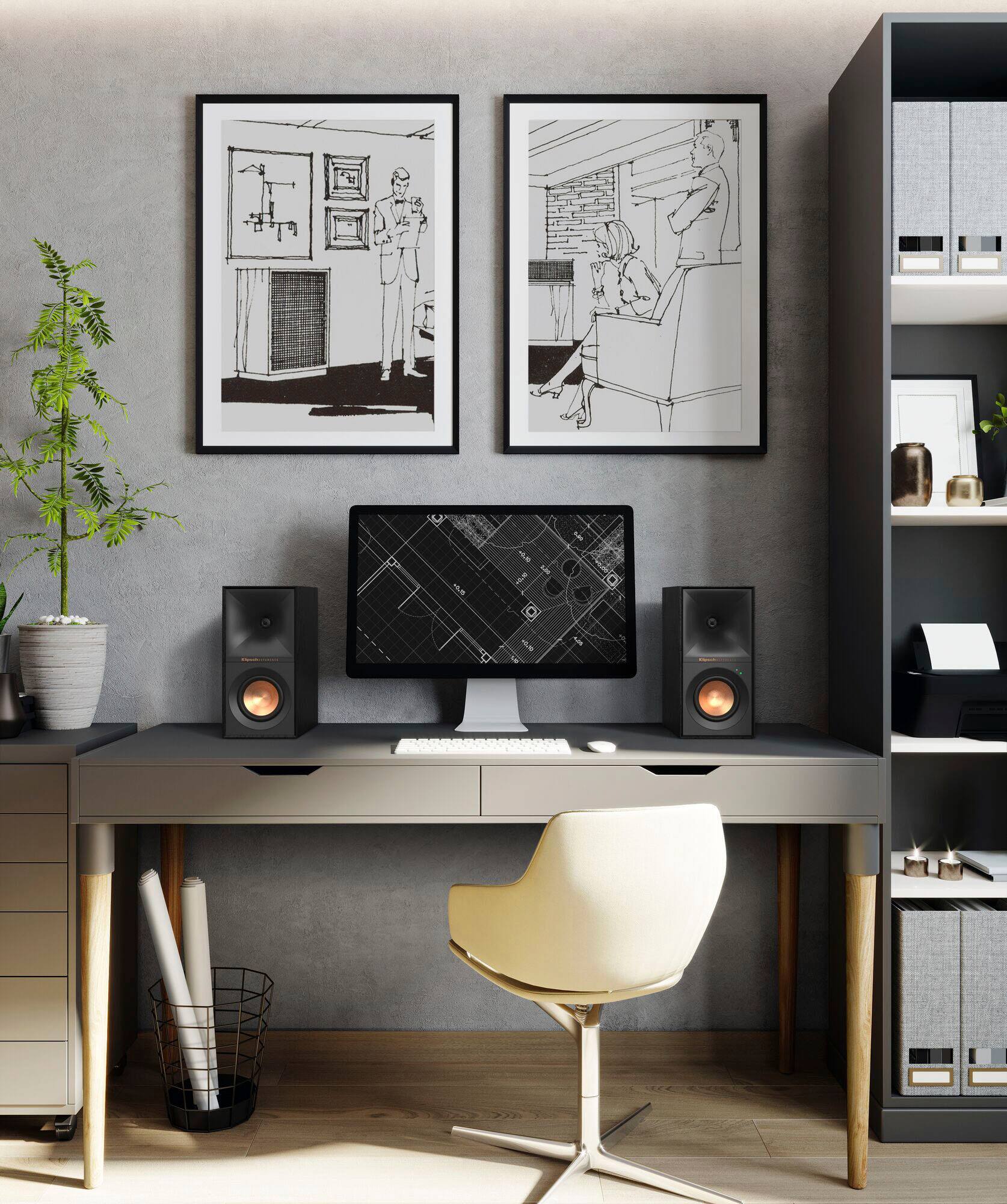 Alt View 14. Klipsch - Reference 4" 35W 2-Way Powered Speakers (Pair) - Black.