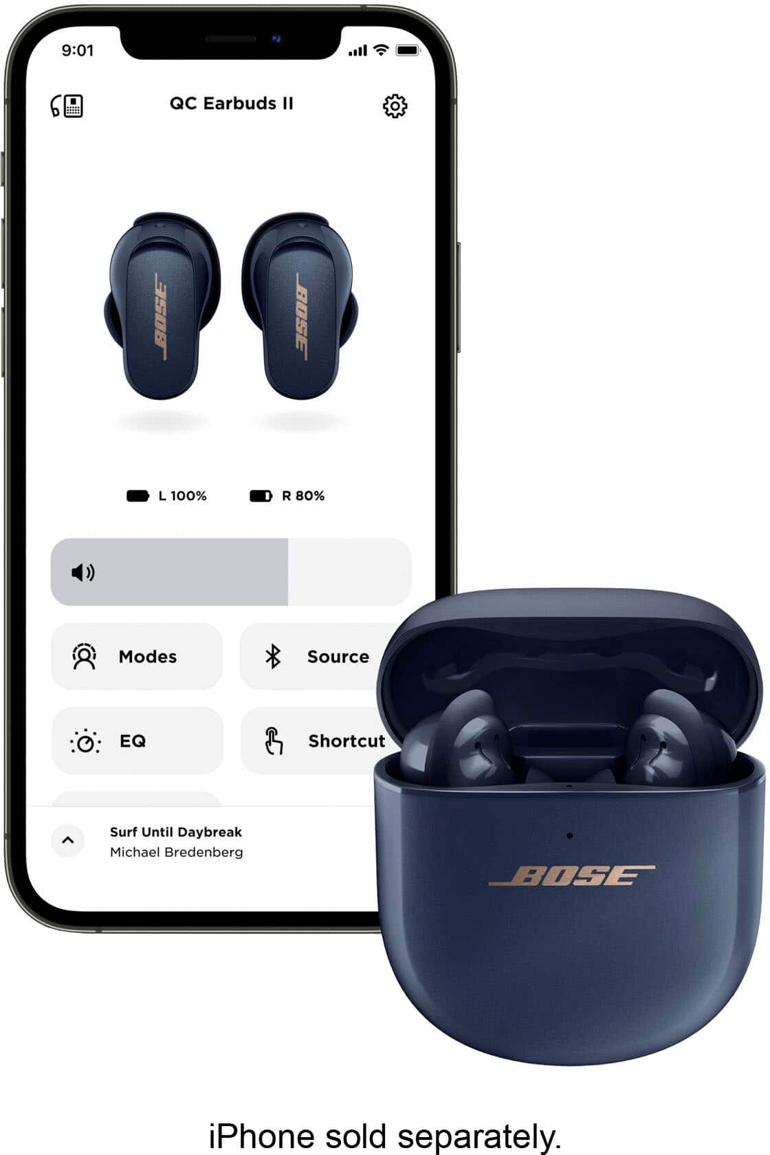 Alt View 12. Bose - QuietComfort Earbuds II True Wireless Noise Cancelling In-Ear Headphones - Midnight Blue.