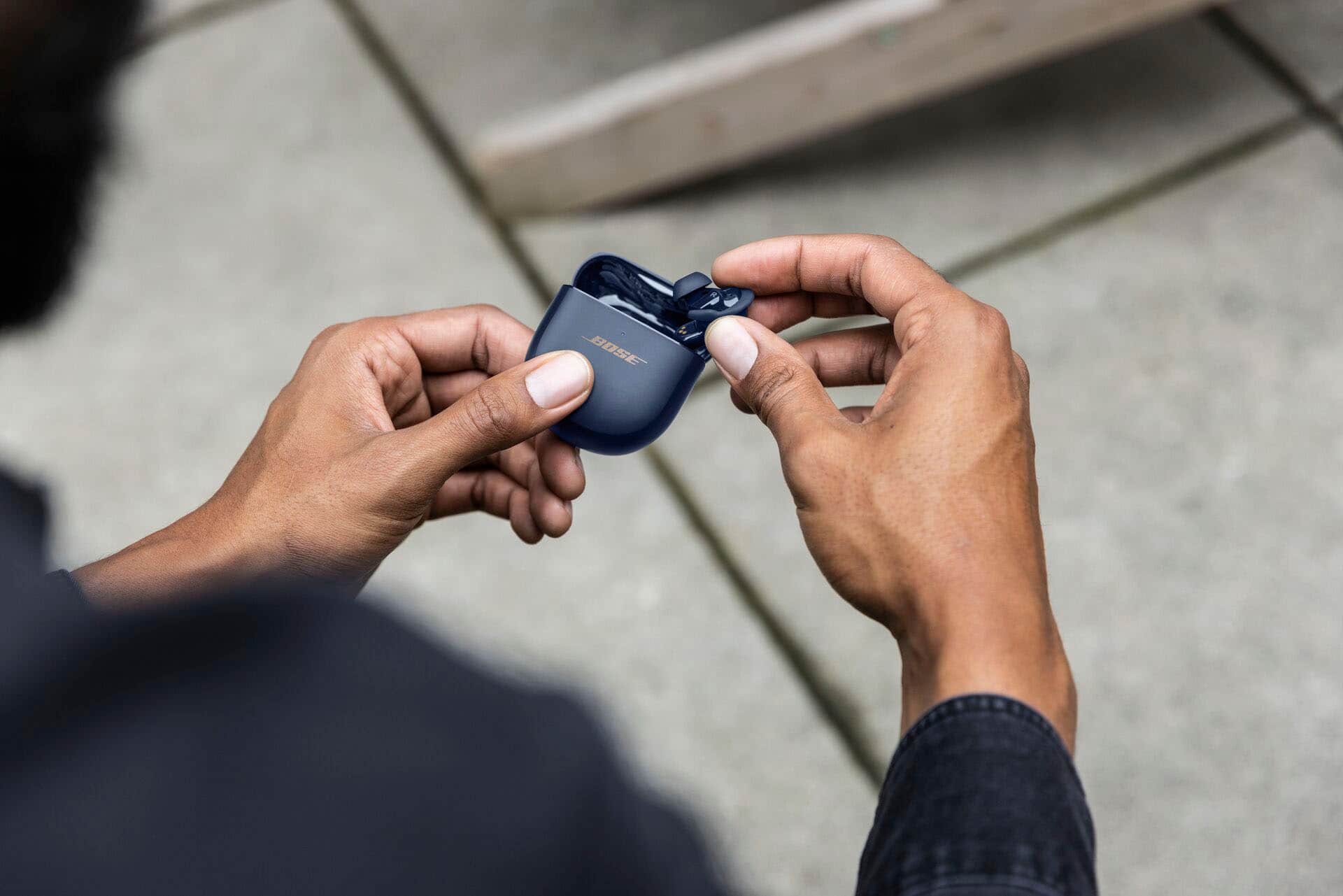 Alt View 18. Bose - QuietComfort Earbuds II True Wireless Noise Cancelling In-Ear Headphones - Midnight Blue.