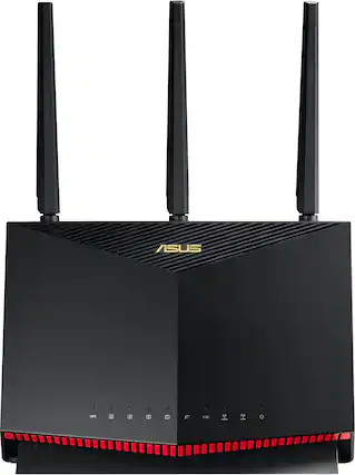 Front. ASUS - AX5700 Dual-Band Wi-Fi 6 Router - Black.