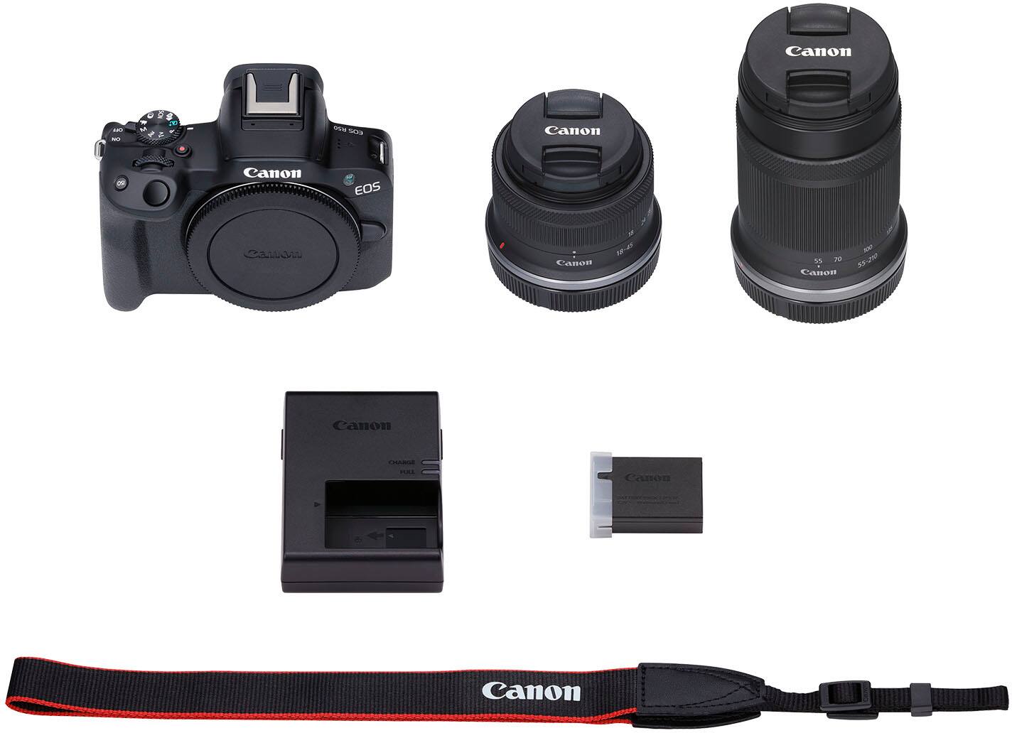 Alt View 13. Canon - EOS R50 4K Video Mirrorless Camera 2 Lens Kit with RF-S 18-45mm and RF-S 55-210mm Lenses - Black.