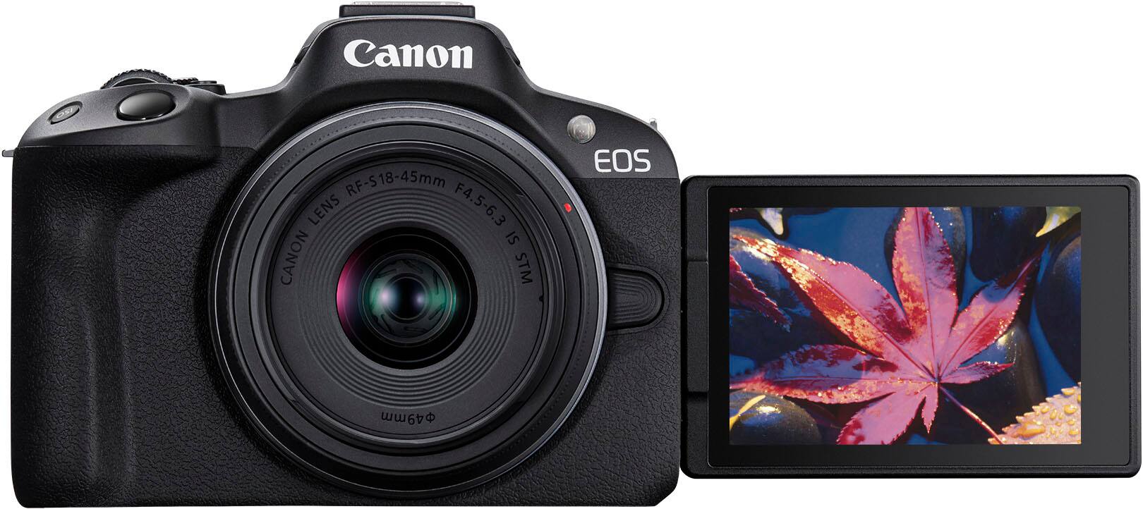 Alt View 23. Canon - EOS R50 4K Video Mirrorless Camera 2 Lens Kit with RF-S 18-45mm and RF-S 55-210mm Lenses - Black.