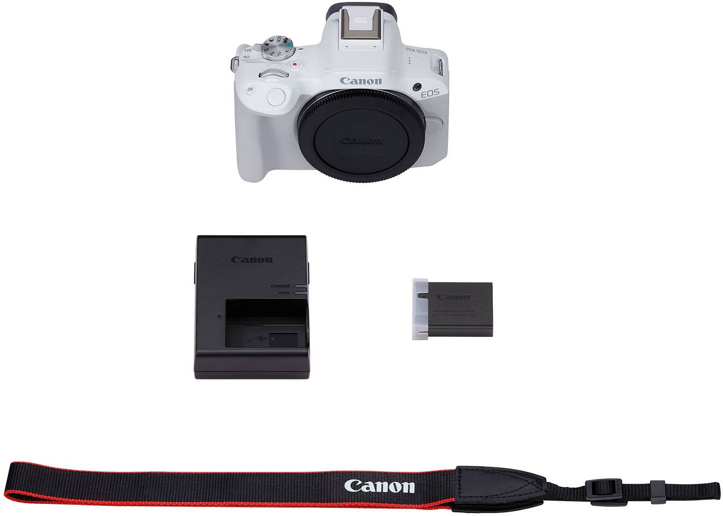Alt View 12. Canon - EOS R50 4K Video Mirrorless Camera (Body Only) - White.