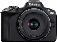 Canon - EOS R50 4K Video Mirrorless Camera with RF-S18-45mm f/4.5-6.3 IS STM Lens - Black - Front_Zoom